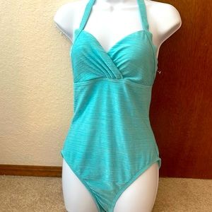 Beach Bay Turquoise One Piece Swimsuit. Size Small.